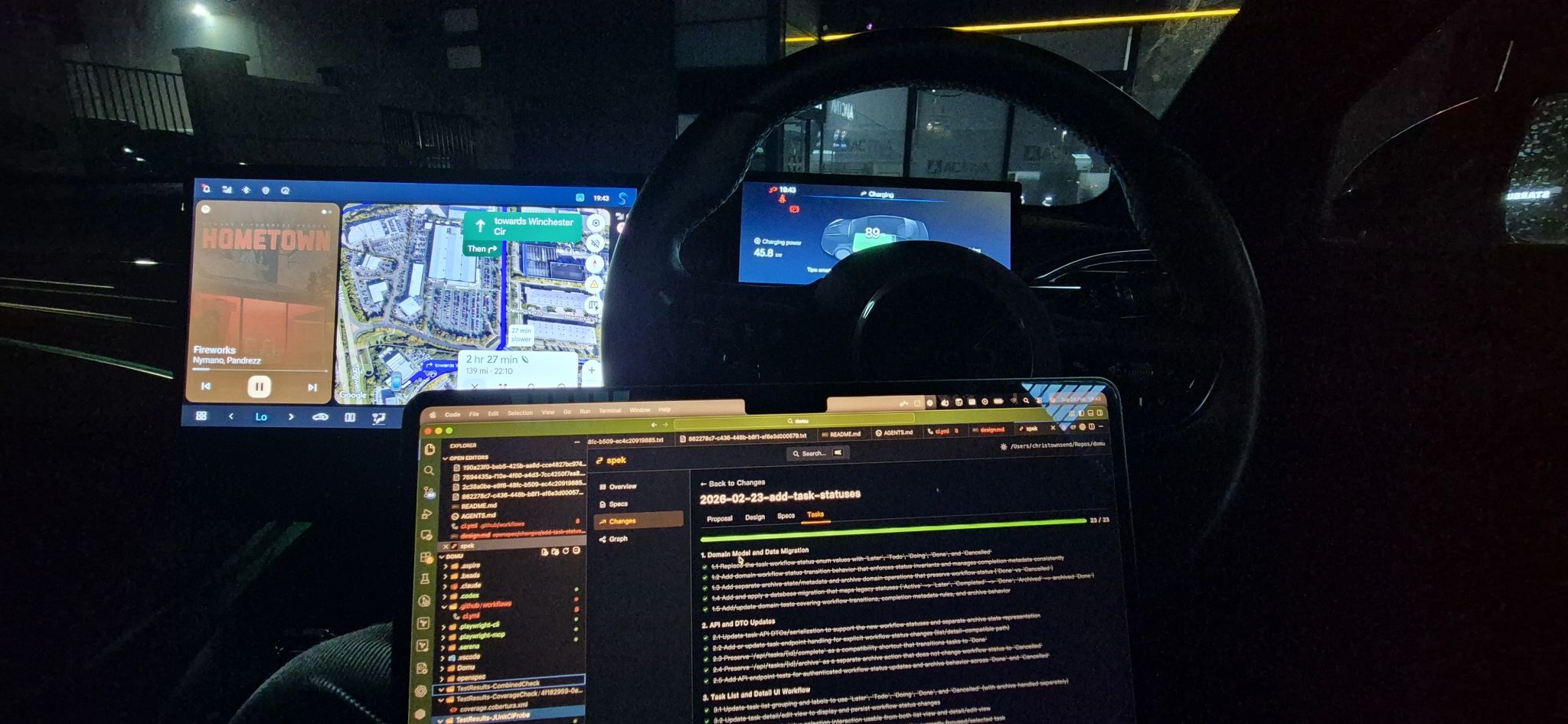 Vibe coding session in car while charging